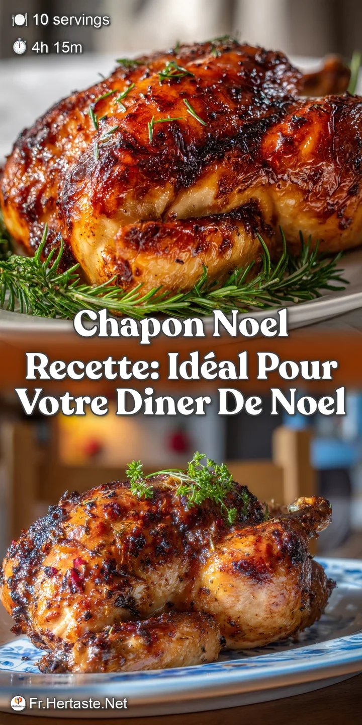 Close-up of succulent capon skin, perfectly crisp and crackling, showcasing juicy meat beneath, with hints of herb-infused...