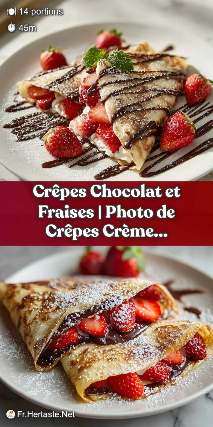 Close-up of a chocolate-covered cr&ecirc;pe overflowing with juicy red strawberries, highlighting the soft, delicate texture.