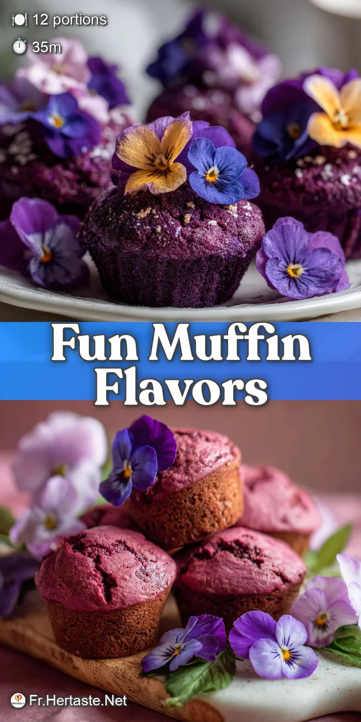 Close-up of a vivid purple muffin revealing its moist crumb & delicate sugar dusting. Tempting treat with a hint of a swee...