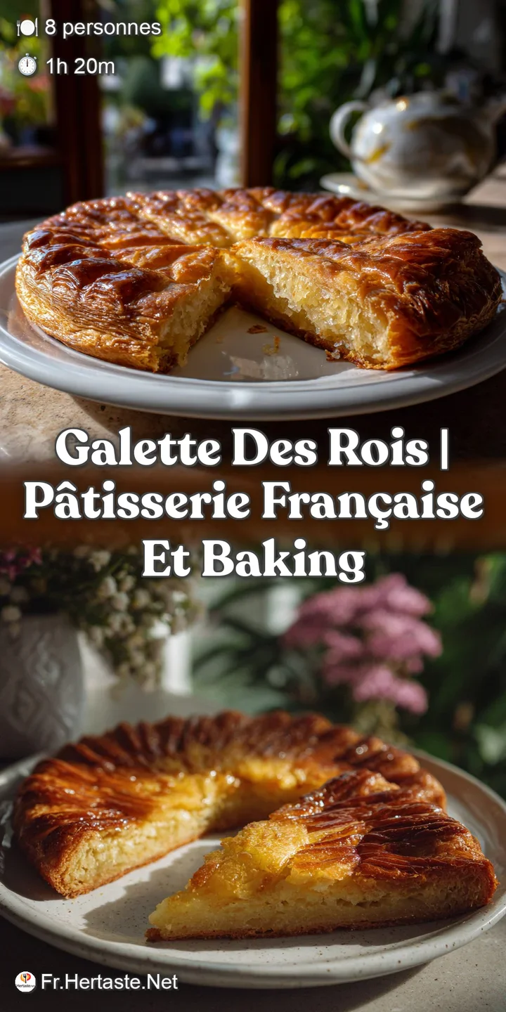 Close-up of a flaky, golden-brown pastry revealing a rich, almond-cream frangipane filling. The textures are both inviting...