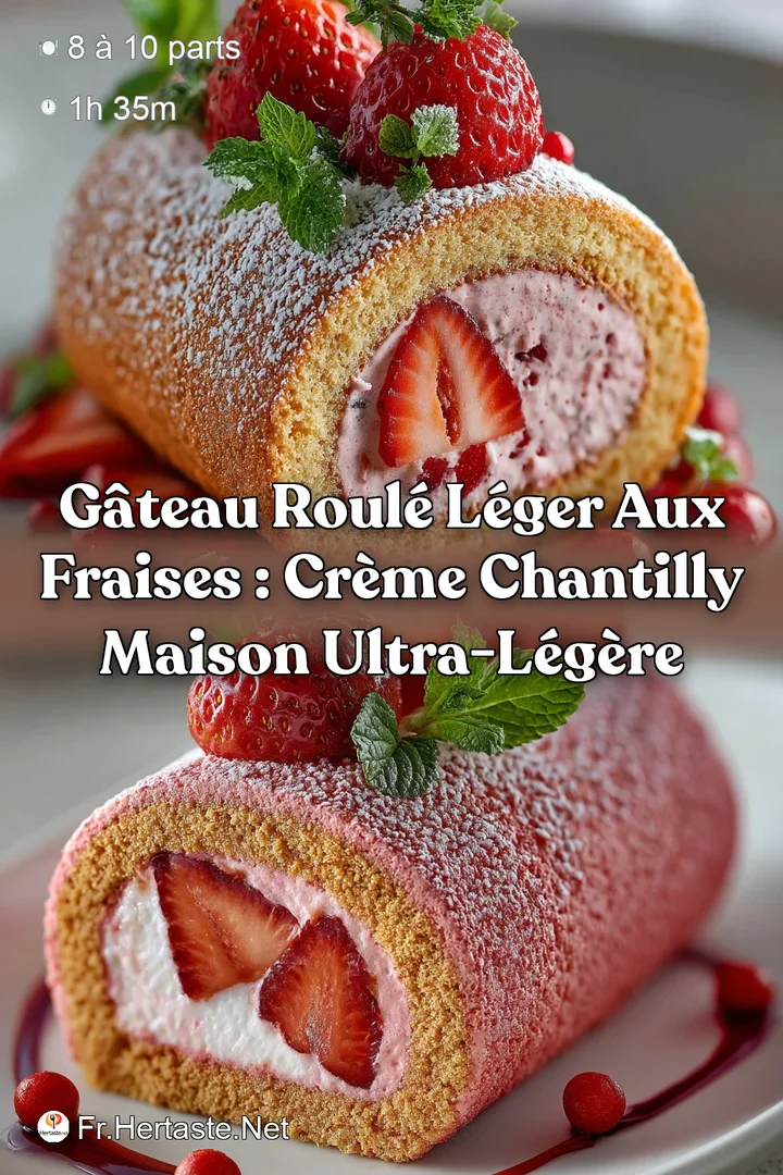 G&acirc;teau Roul&eacute; L&eacute;ger aux Fraises : Cr&egrave;me Chantilly Maison Ultra-L&eacute;g&egrave;re