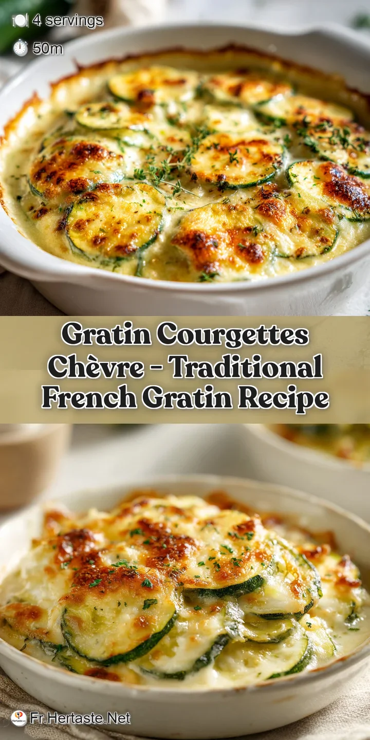 Close-up of bubbly, golden gratin with visible zucchini layers and a sprinkle of fresh herbs.