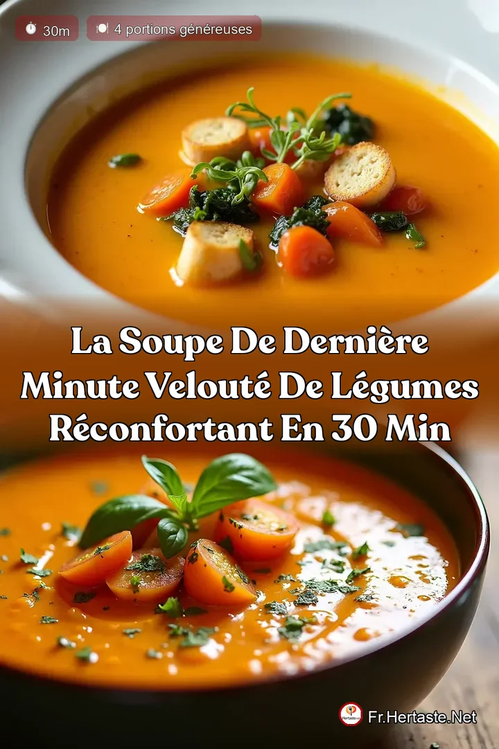 La Soupe de Derni&egrave;re Minute Velout&eacute; de L&eacute;gumes R&eacute;confortant en 30 Min