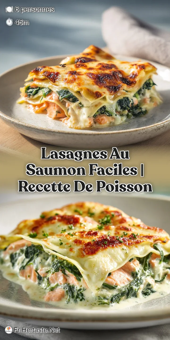 Close-up of a creamy, bubbly lasagna surface, showcasing layers of flaky salmon, bright green spinach, and golden crust.