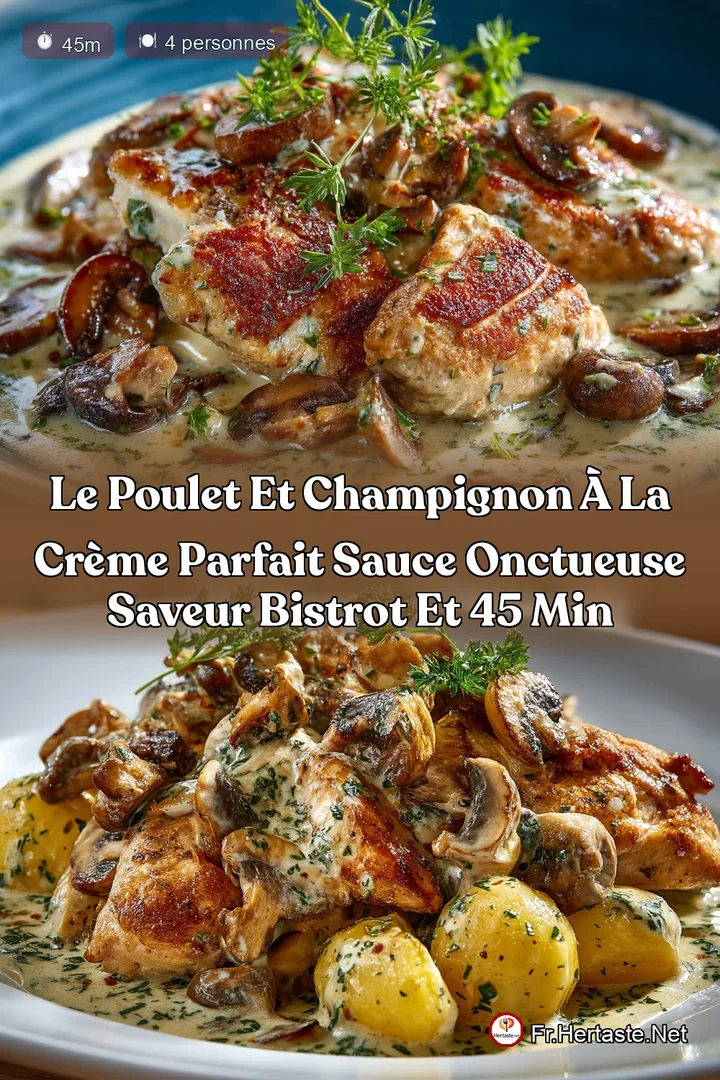 Le Poulet et champignon &agrave; la cr&egrave;me parfait Sauce onctueuse saveur bistrot et 45 min