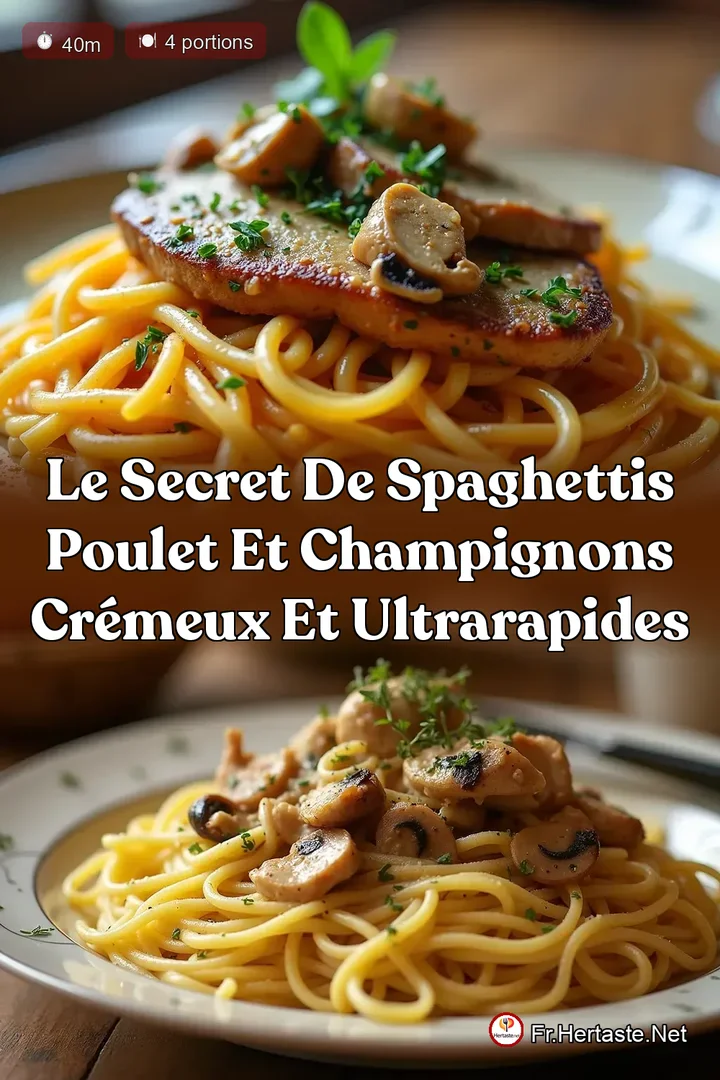 Le secret de Spaghettis Poulet et Champignons cr&eacute;meux et ultrarapides