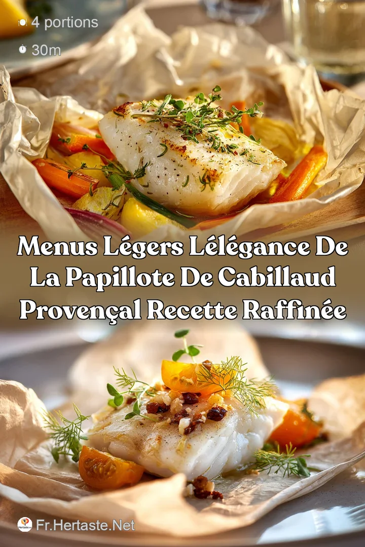 Menus L&eacute;gers L&Eacute;l&eacute;gance de la Papillote de Cabillaud Proven&ccedil;al Recette raffin&eacute;e