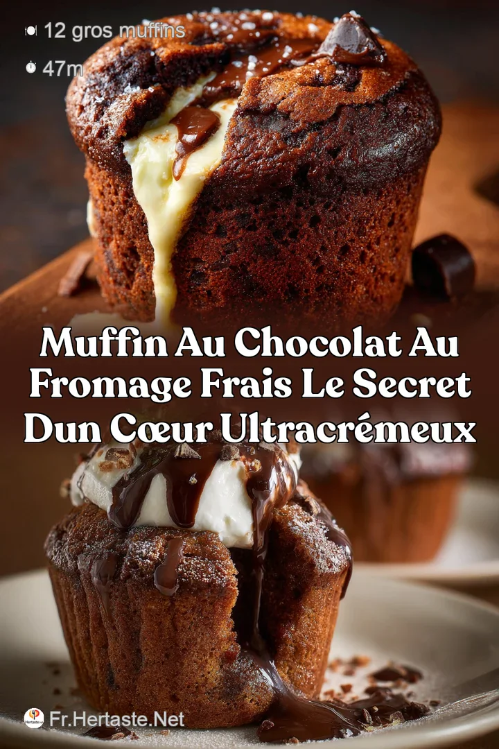 Muffin au chocolat au fromage frais Le secret dun c&oelig;ur ultracr&eacute;meux