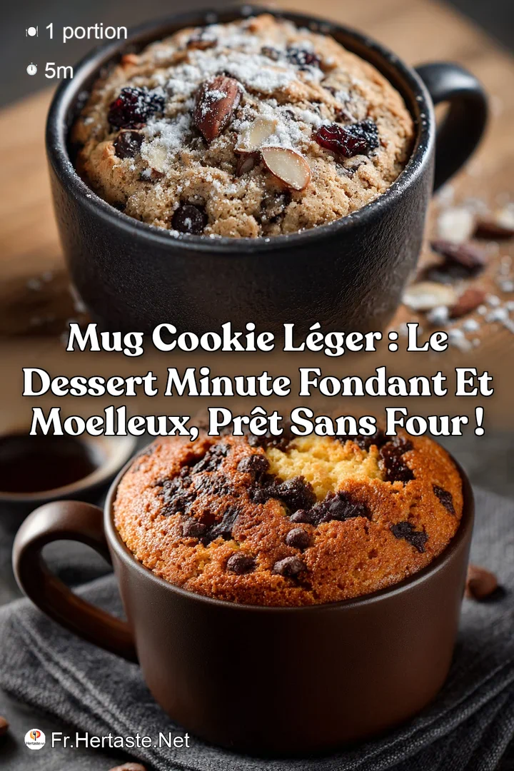 Mug Cookie L&eacute;ger : Le dessert minute fondant et moelleux pr&ecirc;t sans four !
