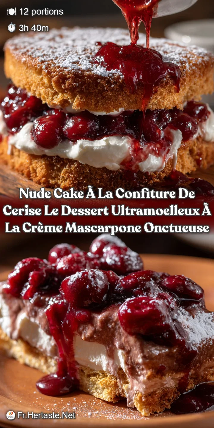 Nude cake &agrave; la confiture de cerise Le dessert ultramoelleux &agrave; la cr&egrave;me Mascarpone onctueuse