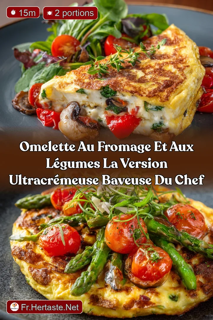Omelette au fromage et aux l&eacute;gumes La version ultracr&eacute;meuse baveuse du chef