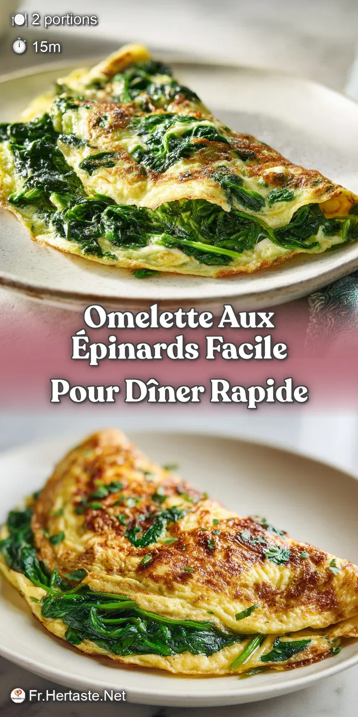Close-up of a freshly made omelet with glistening, tender spinach peeking through. Soft texture of the egg is visible and ...