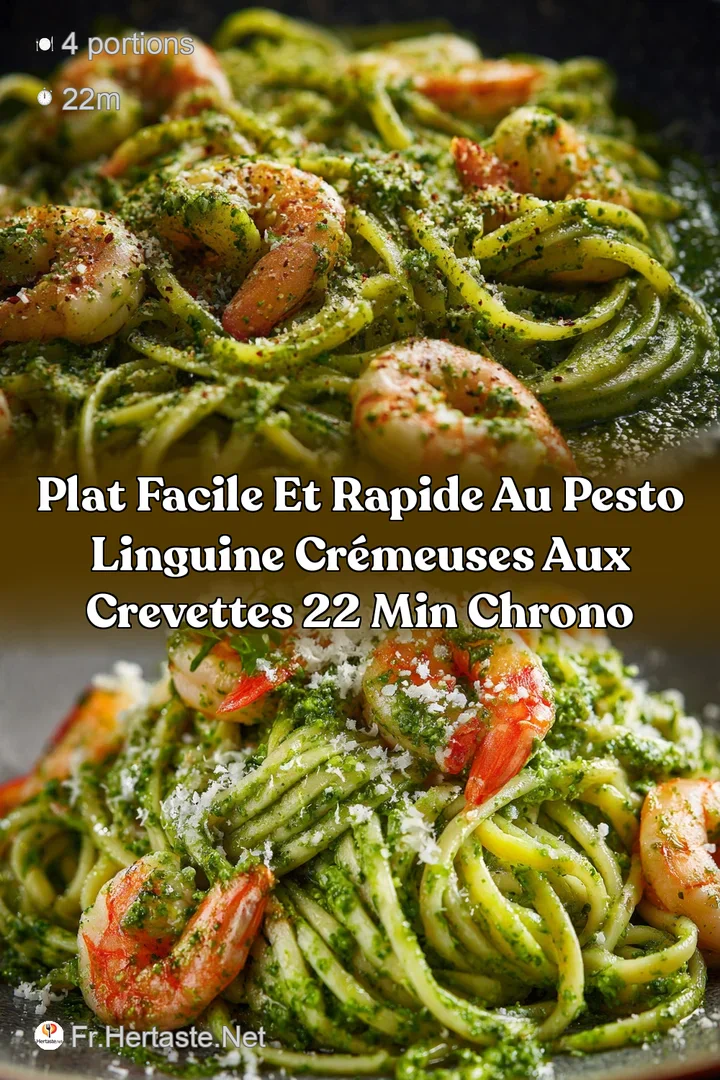 Plat facile et rapide au pesto Linguine cr&eacute;meuses aux crevettes 22 min chrono