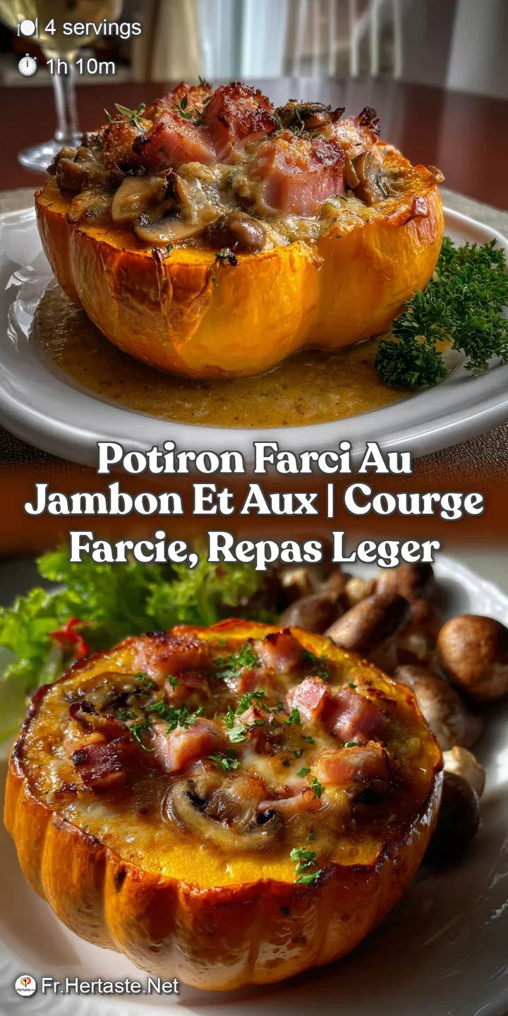 Potiron Farci Au Jambon Et Aux | Courge Farcie Repas Leger