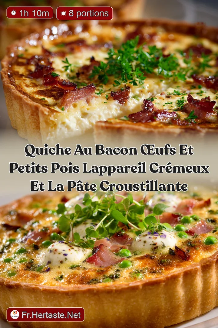 Quiche au Bacon &OElig;ufs et Petits Pois Lappareil Cr&eacute;meux et la P&acirc;te Croustillante