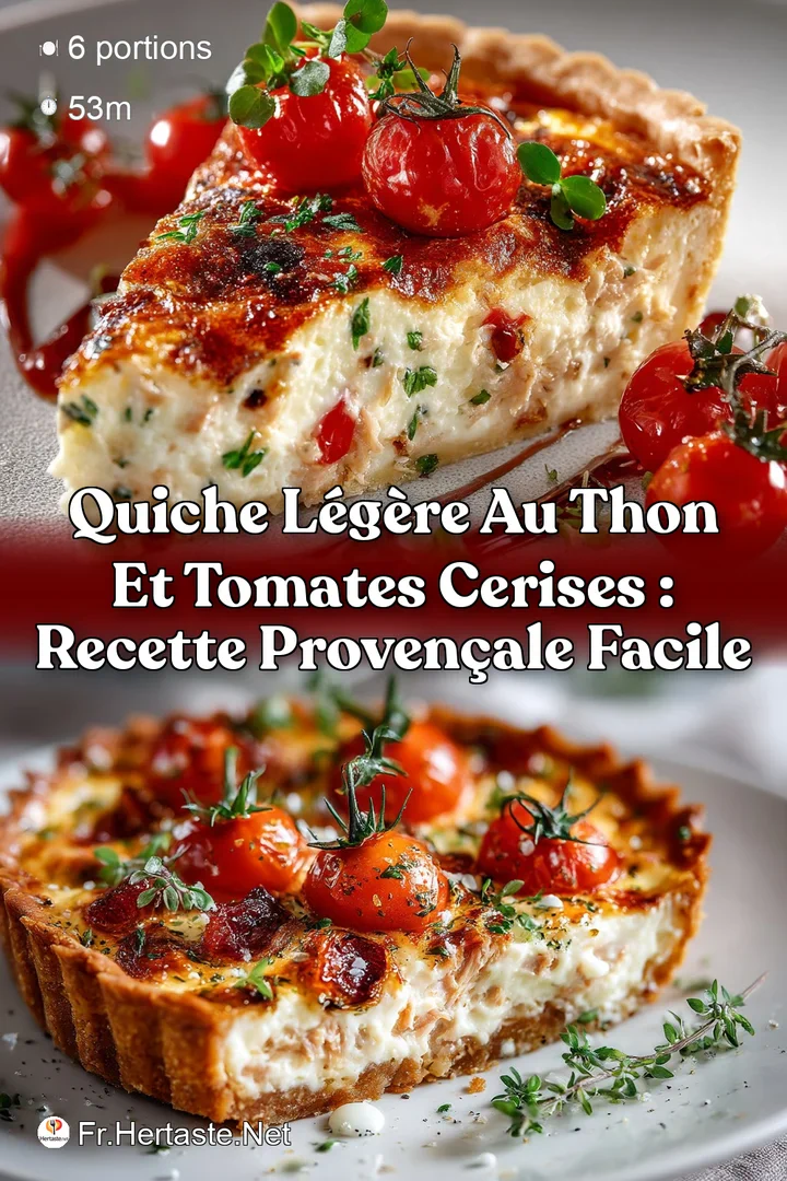 Quiche L&eacute;g&egrave;re au thon et Tomates Cerises : Recette Proven&ccedil;ale Facile