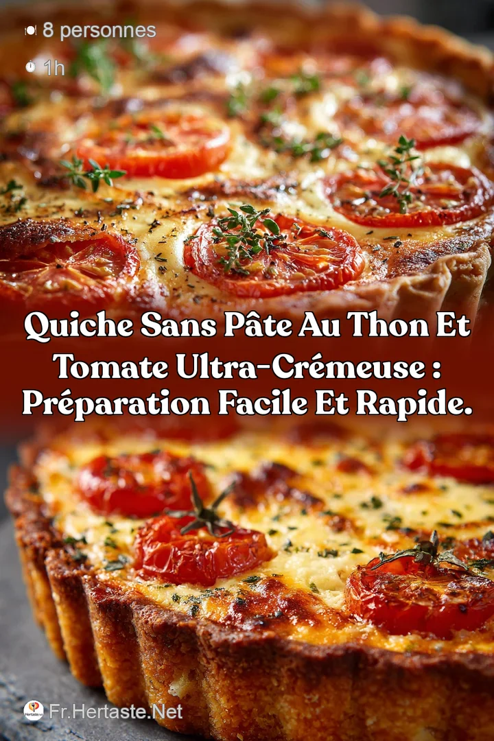 Quiche sans p&acirc;te au thon et tomate ultra-cr&eacute;meuse : pr&eacute;paration facile et rapide.