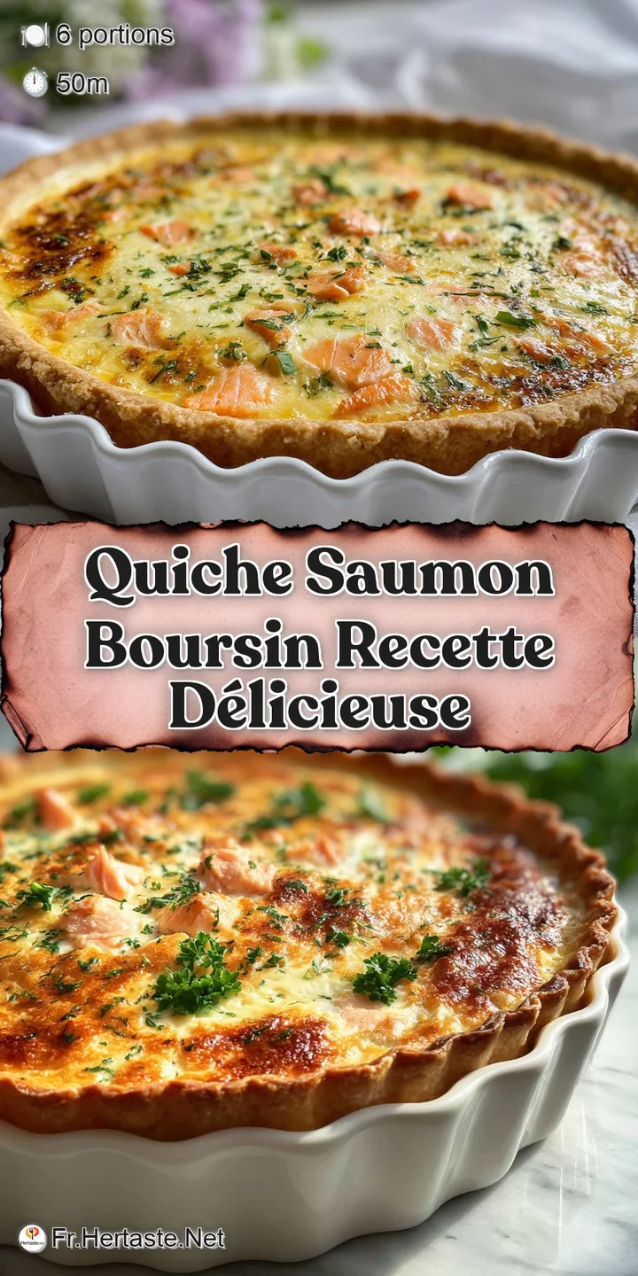 Close-up of creamy quiche filling studded with tender salmon and fragrant herbs, baked in a perfectly browned crust.