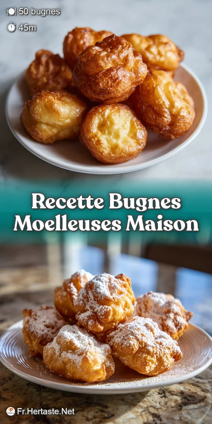 Close-up captures a bugne dusted with sugar. Hints of browning on the edges highlight a perfectly soft and airy texture.