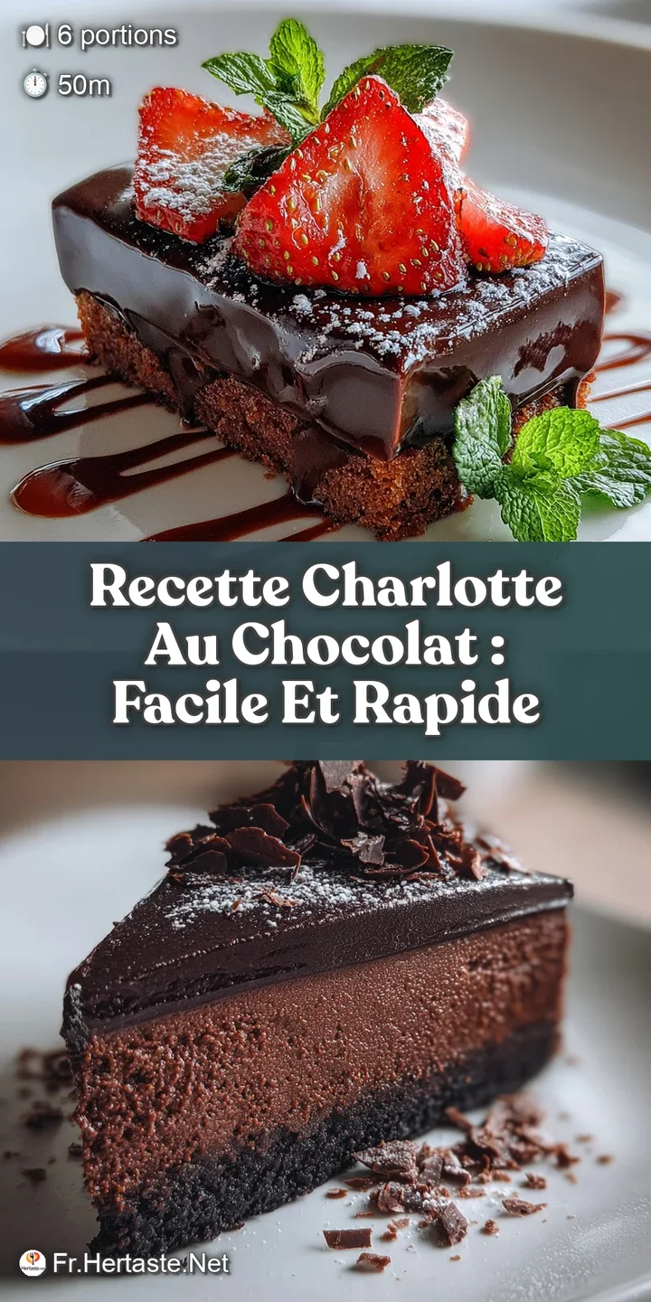 Close-up captures the charlotte's deep chocolate hue and the enticing contrast between smooth mousse and crisp ladyfingers.