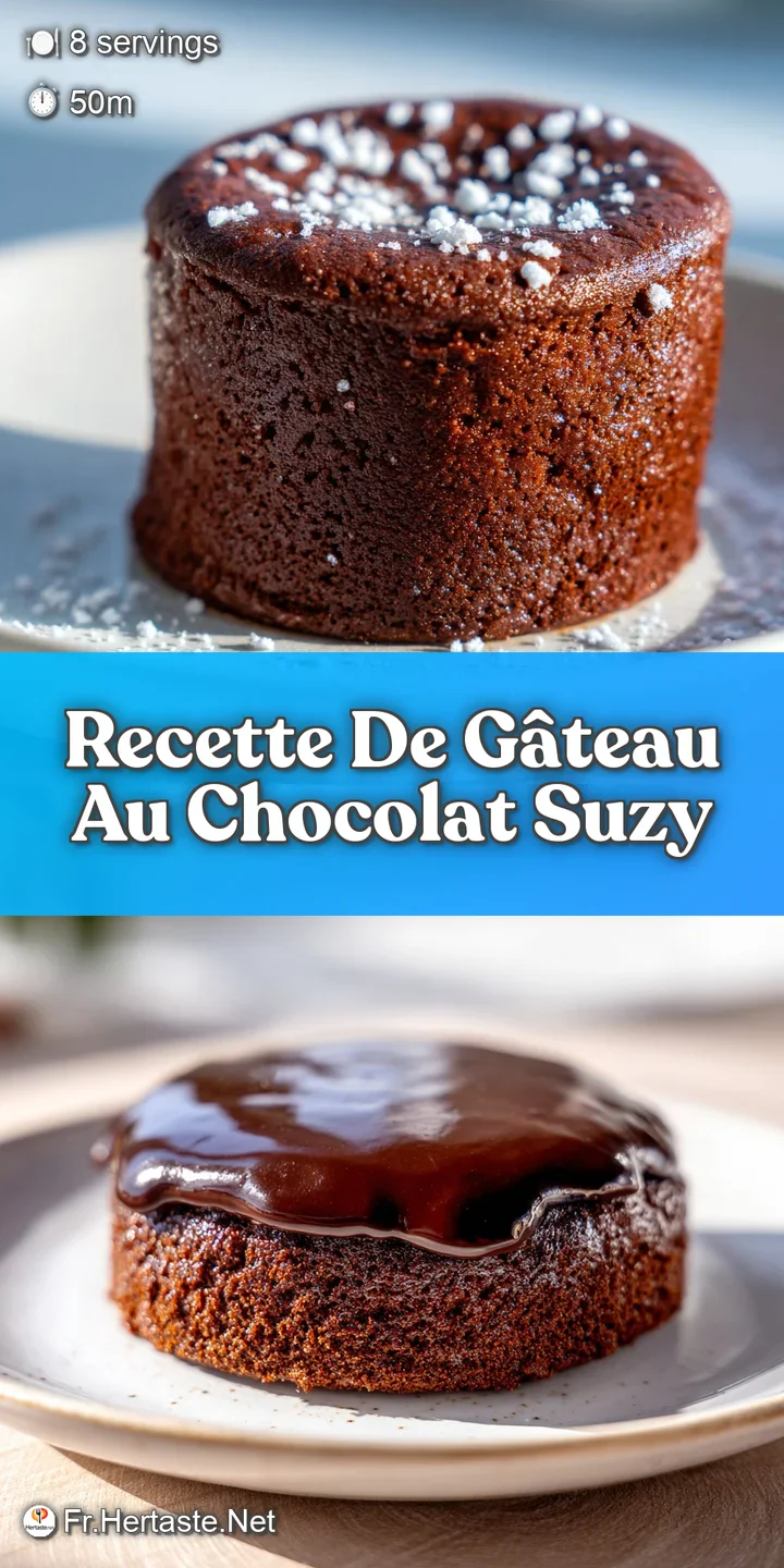 Close-up of a decadent chocolate cake, showcasing its glossy surface and the soft, airy texture of its interior.