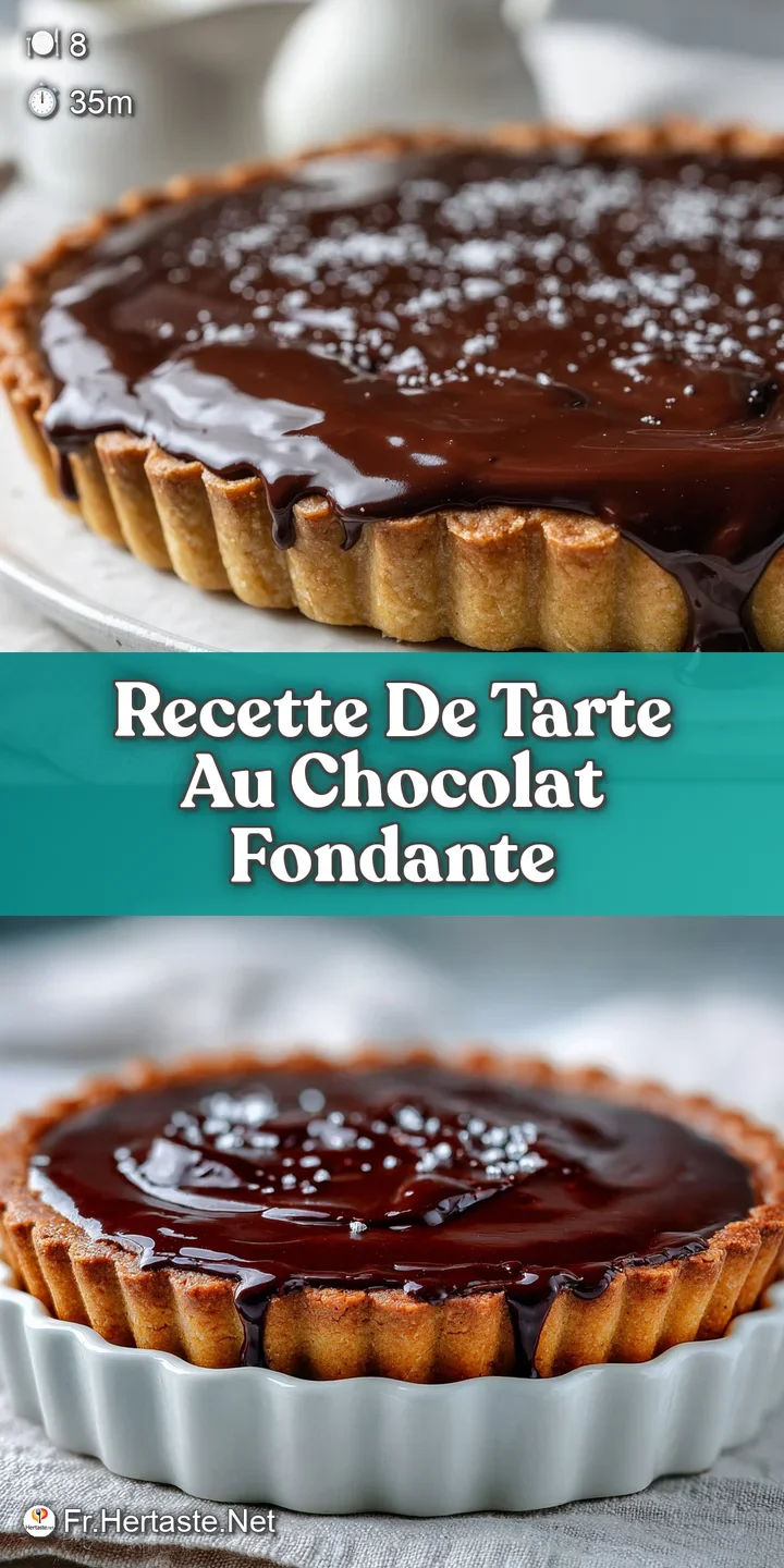 Close-up of intensely rich chocolate tart, the smooth, almost molten center peeking through, hinting at its irresistible, ...