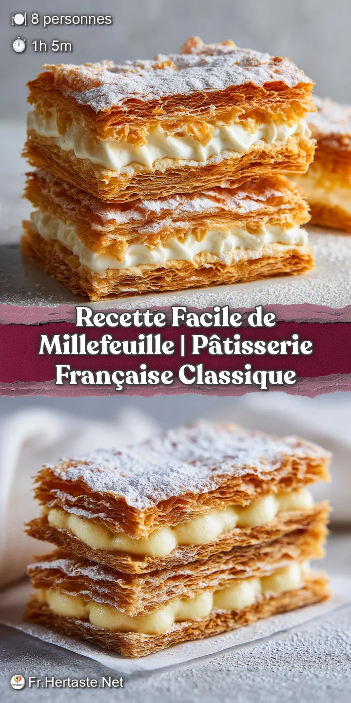 A close-up captures millefeuille's perfect layers, the rich cream filling, and the intricate chocolate design, tempting ev...