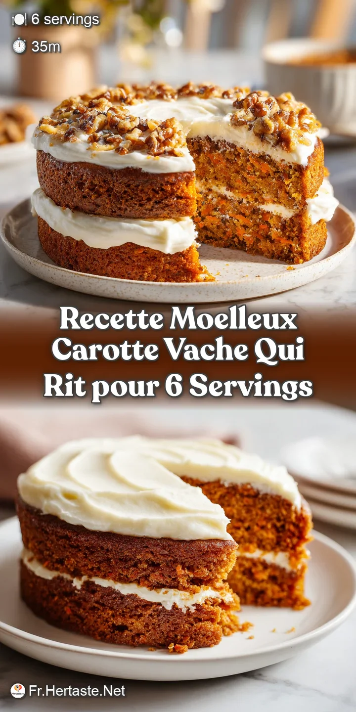 Close-up of a cut carrot cake showing the soft texture and a luscious, creamy center flowing out, sprinkled with chopped n...