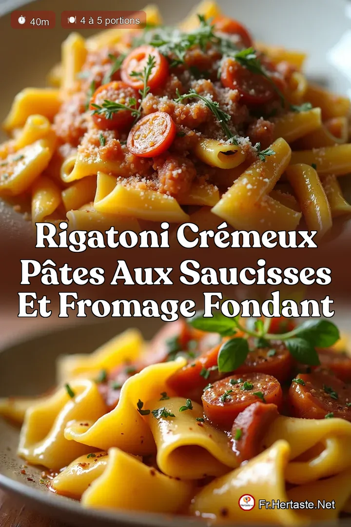 Rigatoni Cr&eacute;meux P&acirc;tes aux Saucisses et Fromage Fondant