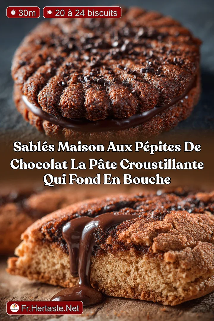 Sabl&eacute;s maison aux p&eacute;pites de chocolat la p&acirc;te croustillante qui fond en bouche