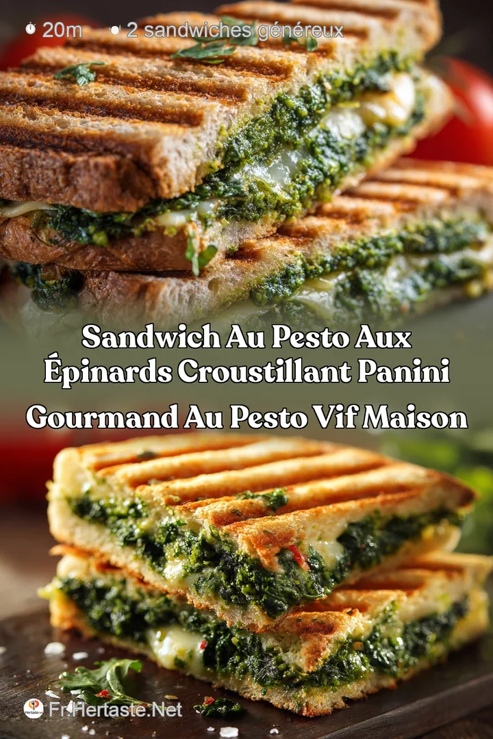 Sandwich au pesto aux &eacute;pinards croustillant Panini gourmand au pesto vif maison