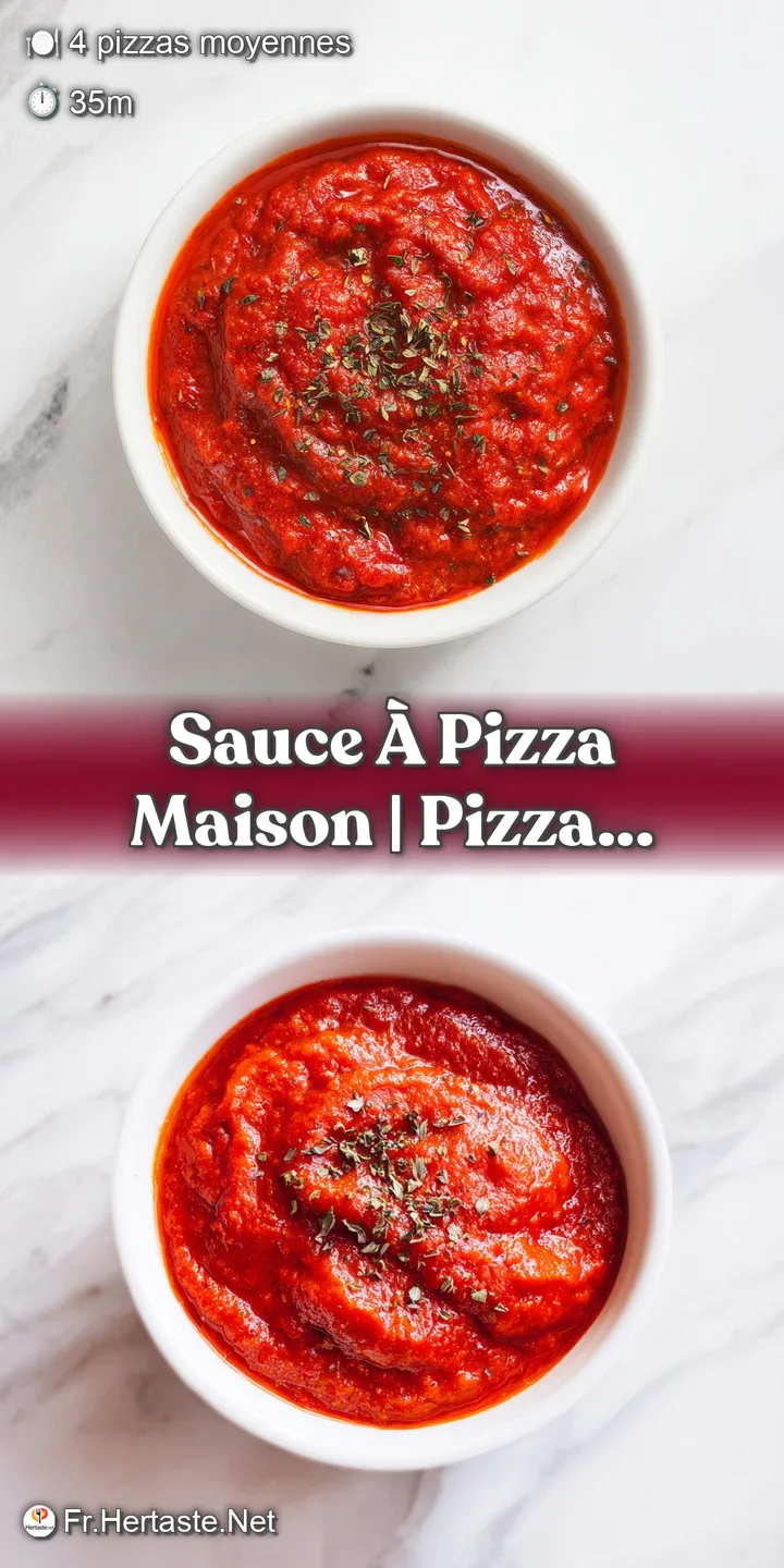 Gros plan sur la texture dense et velout&eacute;e d'une sauce rouge vif, avec des reflets lumineux et des grains d'origan.