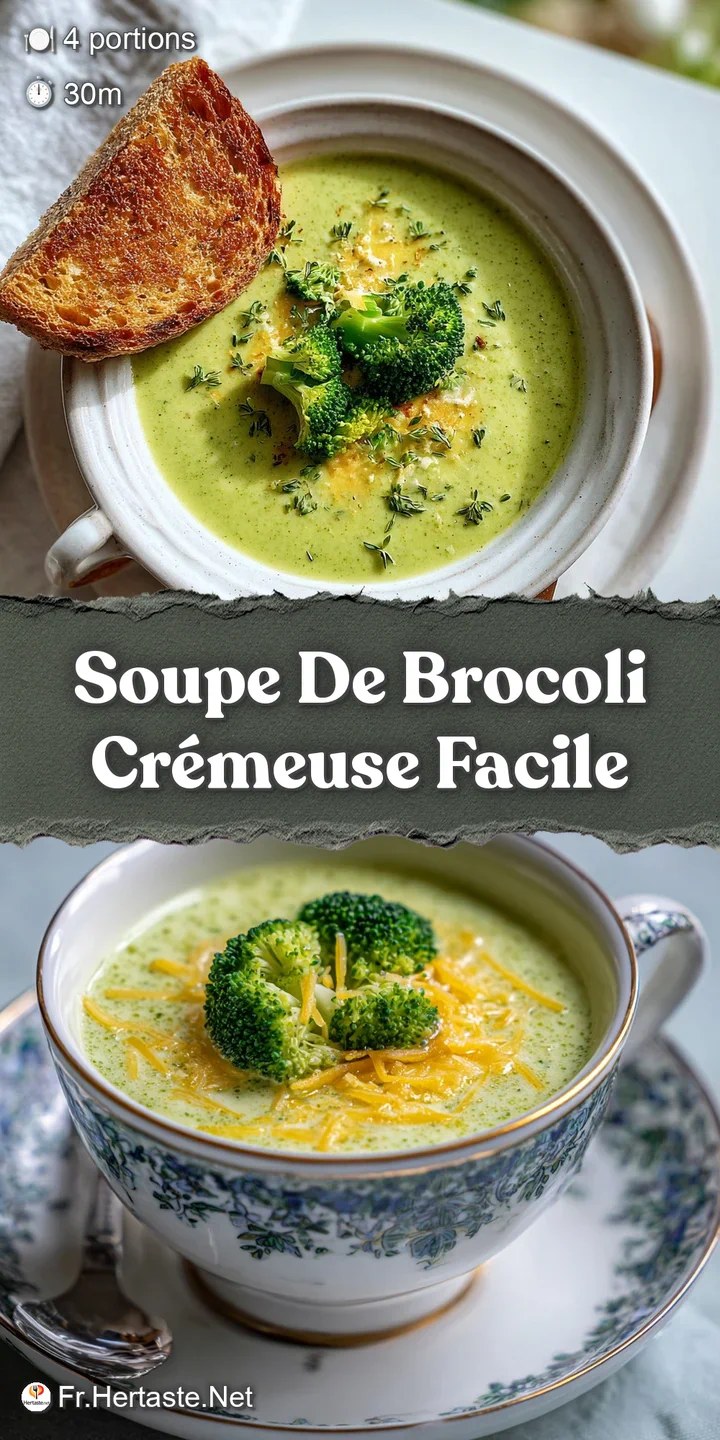 Close-up of rich, emerald green broccoli soup. Visible steam rises, hinting at warmth. Silky texture with flecks of brocco...