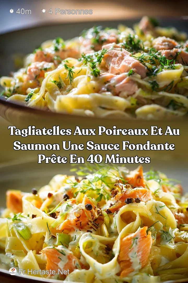 Tagliatelles aux Poireaux et au Saumon Une sauce fondante pr&ecirc;te en 40 minutes
