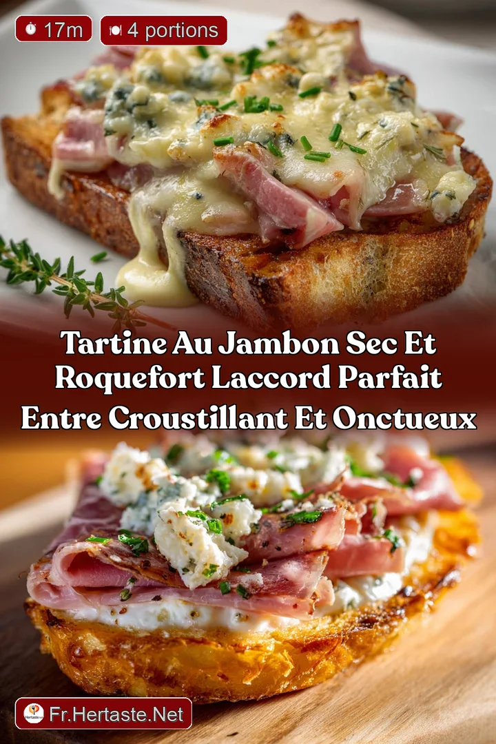 Tartine au jambon sec et roquefort laccord parfait entre croustillant et onctueux