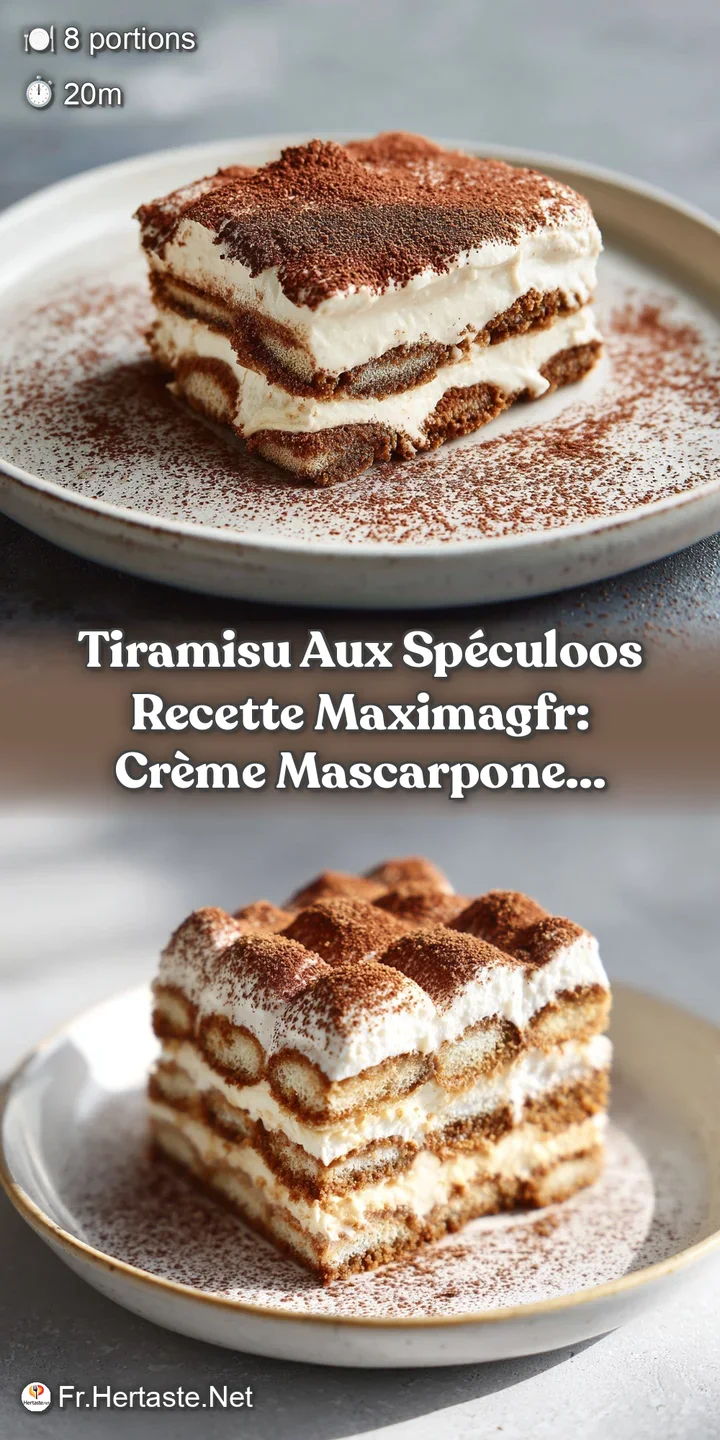 Close-up of a tiramisu, showing layered textures of soft cream, spiced cookies, and cocoa. Hints of coffee-soaked cake pee...