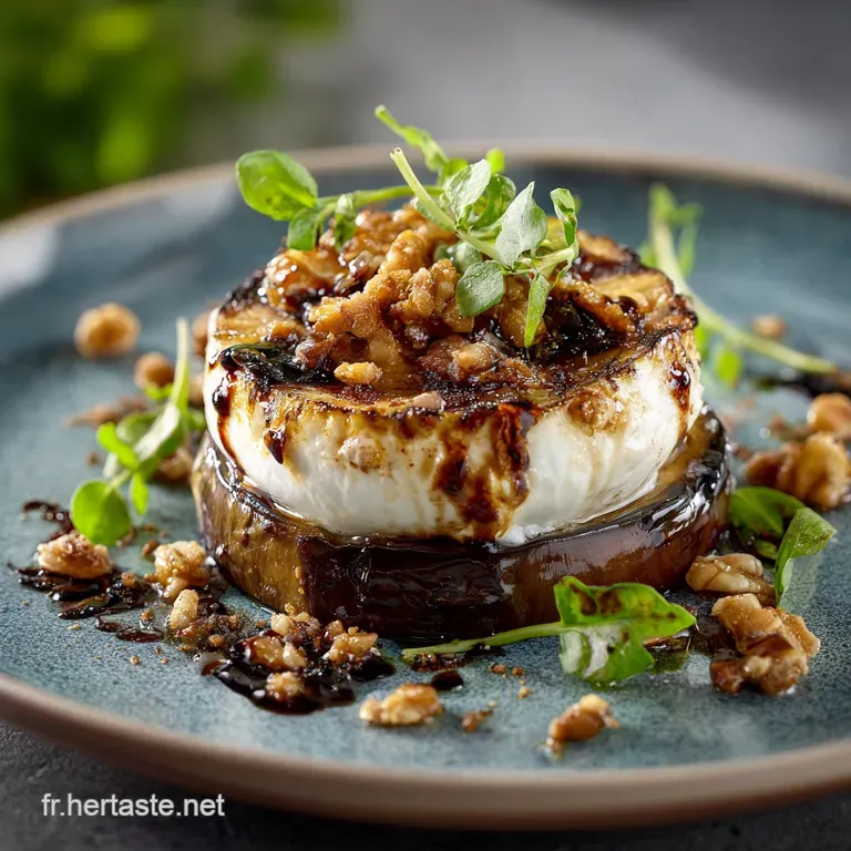 Aubergine Grill&eacute;e Burrata Cr&eacute;meuse et Vinaigrette Balsamique au Basilic