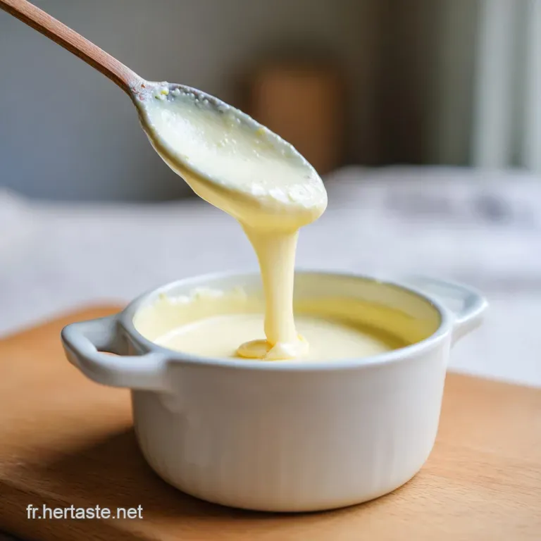 Creamy white b&eacute;chamel sauce gracefully draped over a bubbly, golden-brown gratin, hinting at rich comfort and warmth.