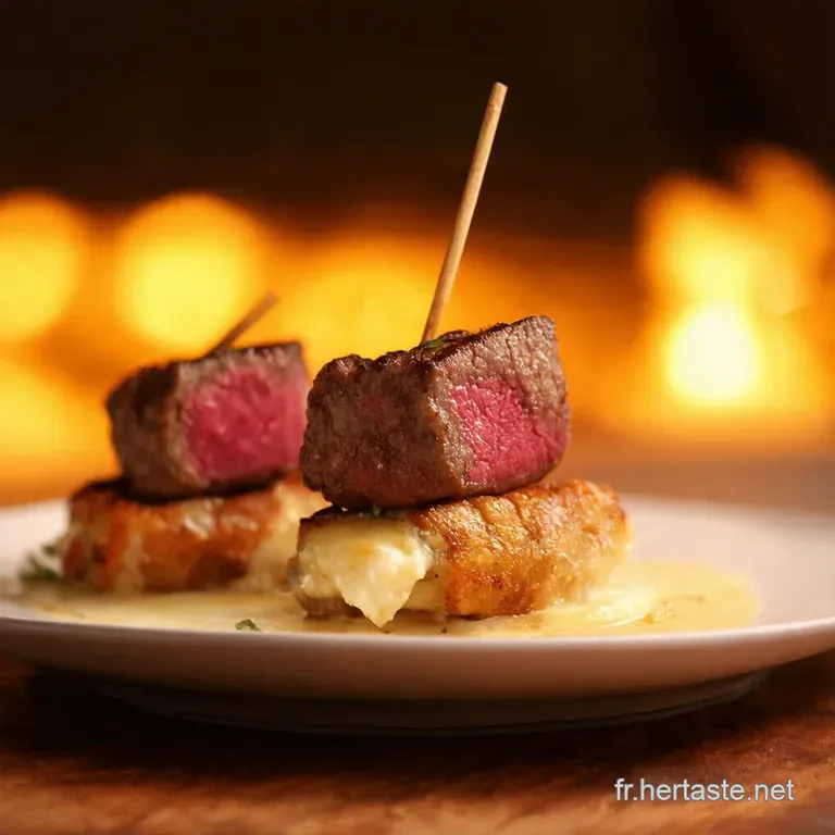 Brochettes B&oelig;uf Fromage &Agrave; La Bonne Franquette presentation