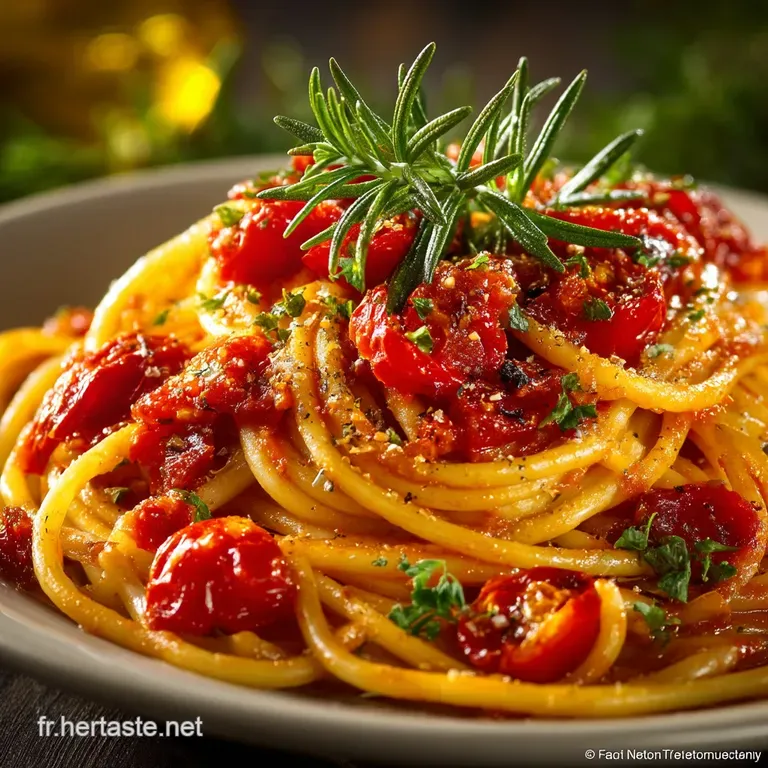 Bucatini Alla Romana R&eacute;invent&eacute;s Le Puits De Saveurs &Agrave; La Tomate presentation