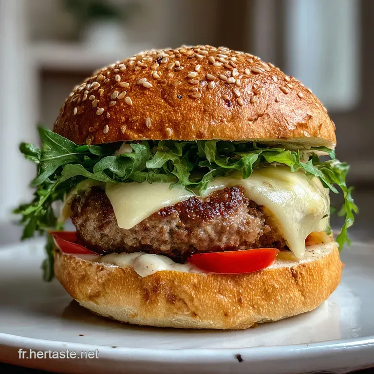 A gourmet burger plated with golden fries, featuring visible grill marks and vibrant toppings, inviting the first bite.