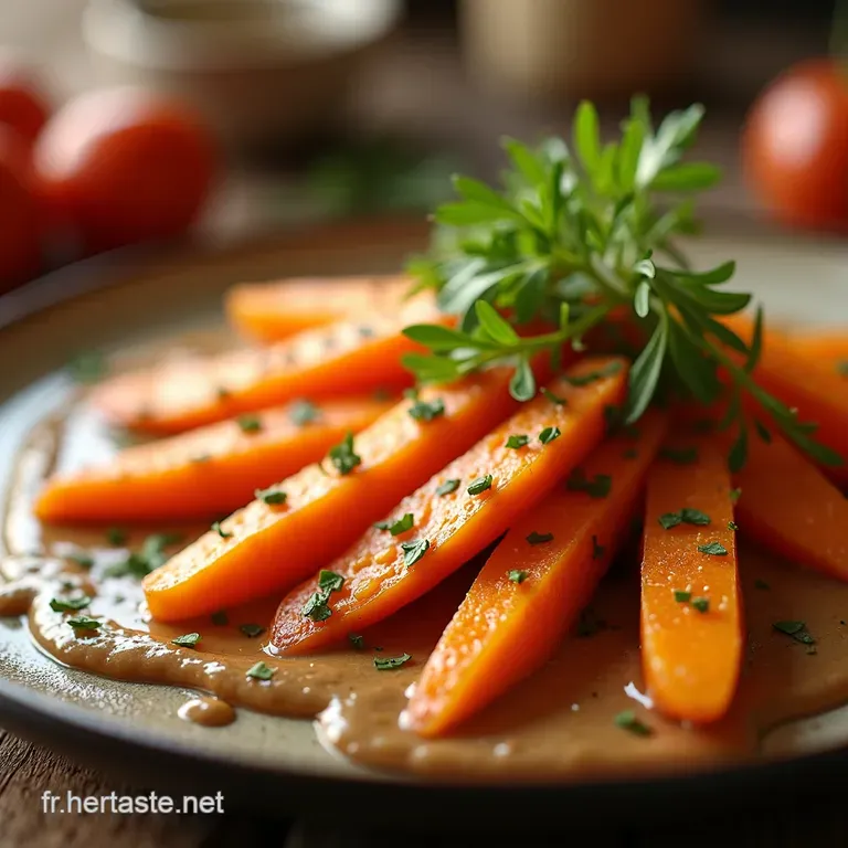 Carottes R&ocirc;ties Au Beurre Brun Et Aux Herbes Fra&icirc;ches presentation