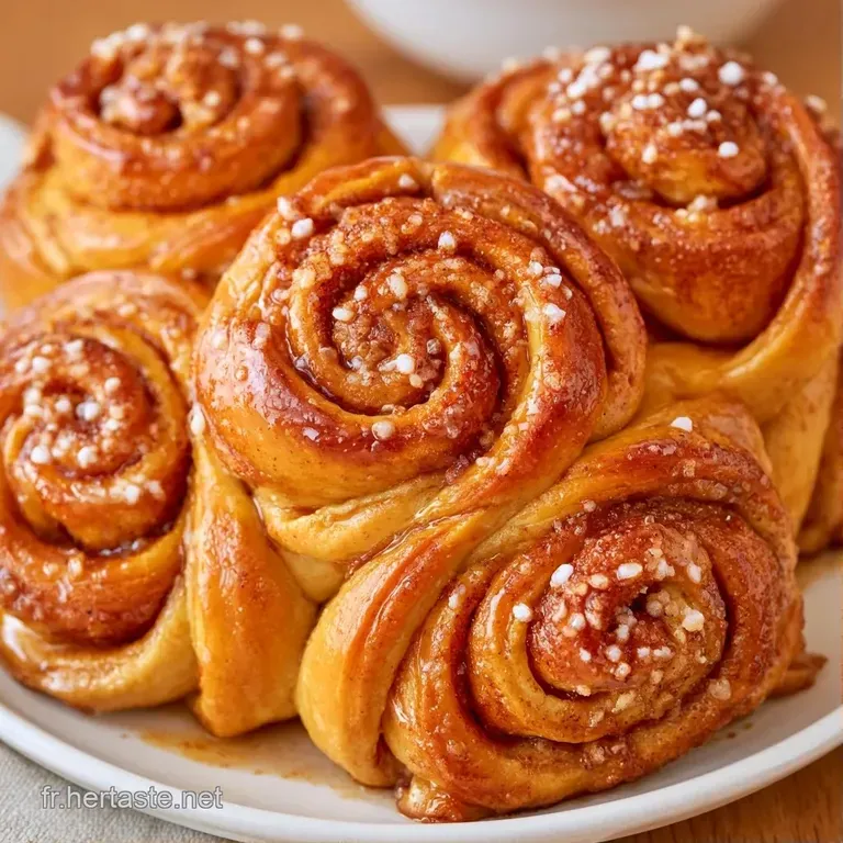 Brioche enroul&eacute;e et moelleuse pos&eacute;e sur porcelaine blanche, d&eacute;cor&eacute;e d'un filet de gla&ccedil;age blanc cr&eacute;meux et brillant.