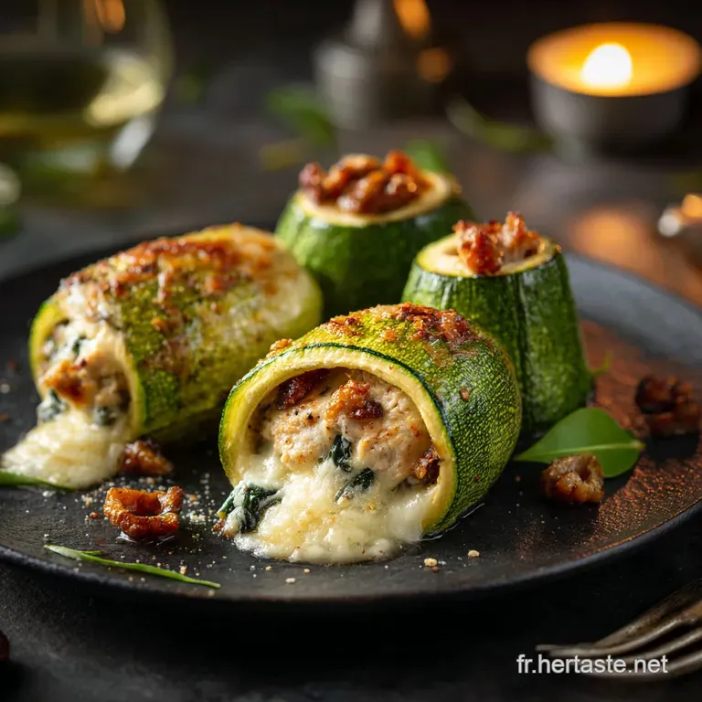 Courgettes Farcies L&eacute;g&egrave;res : Le Secret De L&eacute;t&eacute; &Agrave; La Volaille Et Ricotta presentation
