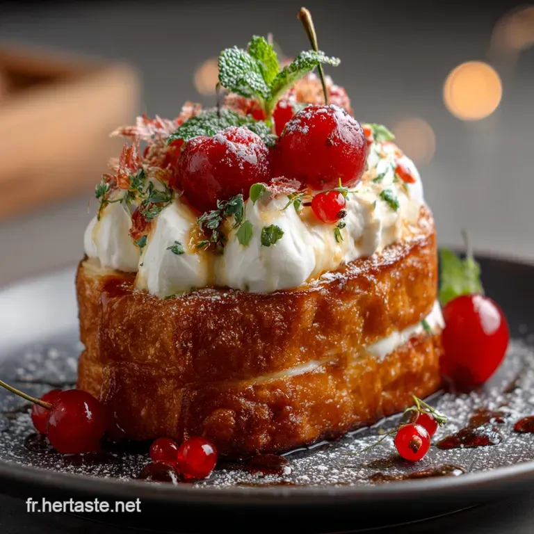 Croquemonsieur Sucr&eacute; Brioche Dor&eacute;e Mascarpone Et Vanille Maison presentation