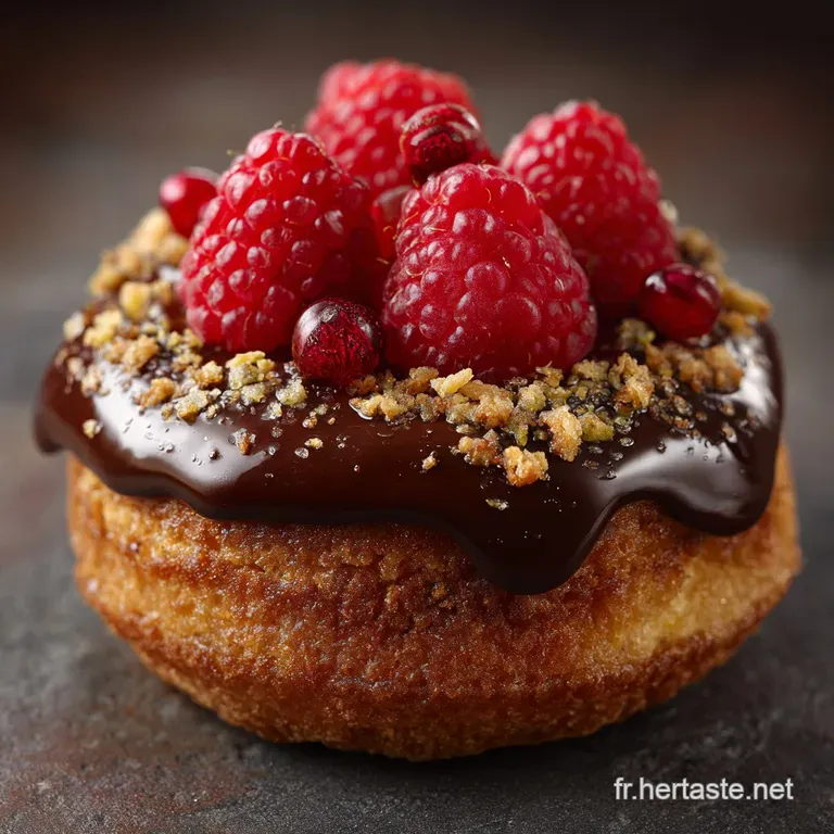 Donut Au Chocolat Et Framboise P&eacute;ch&eacute; Mignon Gla&ccedil;age Intense Et C&oelig;ur Fruit&eacute; presentation