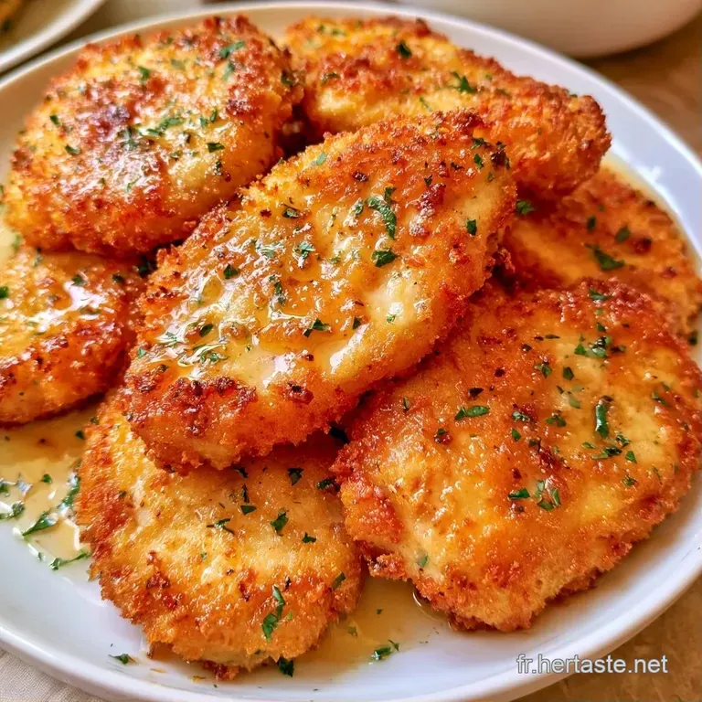 Tranches dor&eacute;es et craquantes &eacute;l&eacute;gamment superpos&eacute;es, entour&eacute;es de l&eacute;gumes frais et d'un filet de sauce cr&eacute;meuse.