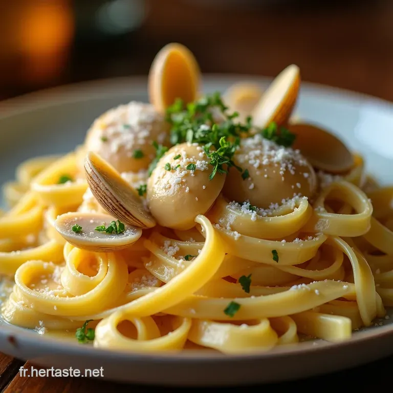 Fettuccine Fra&icirc;ches Maison Un Voyage Champ&ecirc;tre Aux C&egrave;pes Et Cr&egrave;me De Parmesan presentation