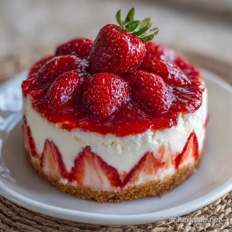 Une part triangulaire r&eacute;v&eacute;lant des couches de biscuit dor&eacute; et de cr&egrave;me l&eacute;g&egrave;re, entour&eacute;e de fraises fra&icirc;ches et juteuses.