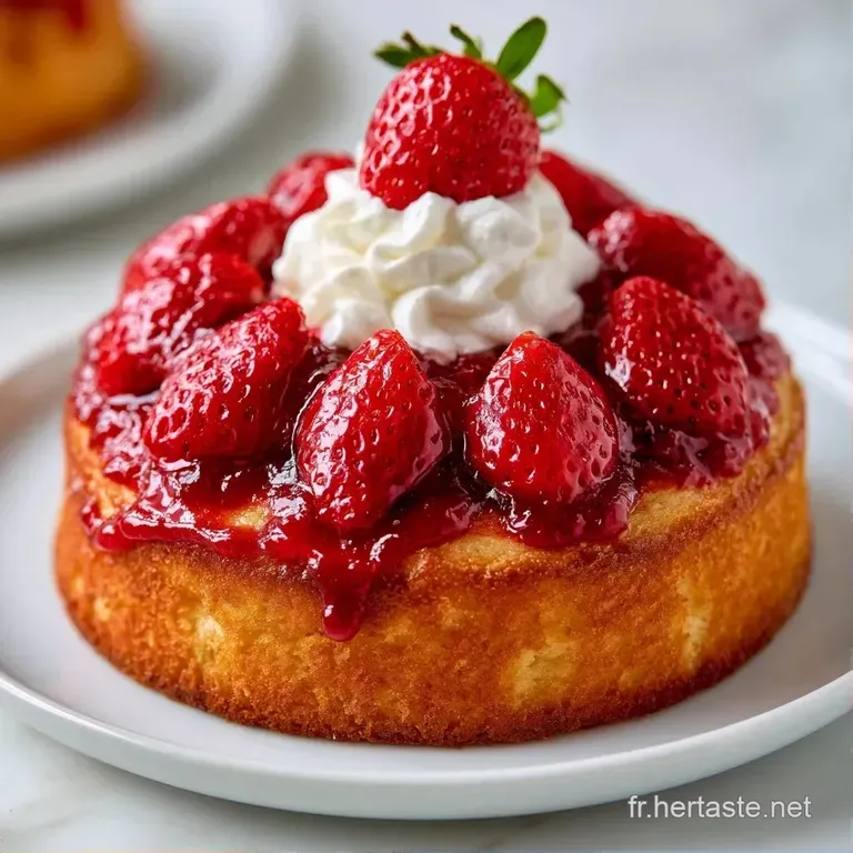 Une part triangulaire r&eacute;v&eacute;lant des couches de biscuit dor&eacute;, de cr&egrave;me &eacute;paisse et de fraises juteuses sur une assiette.